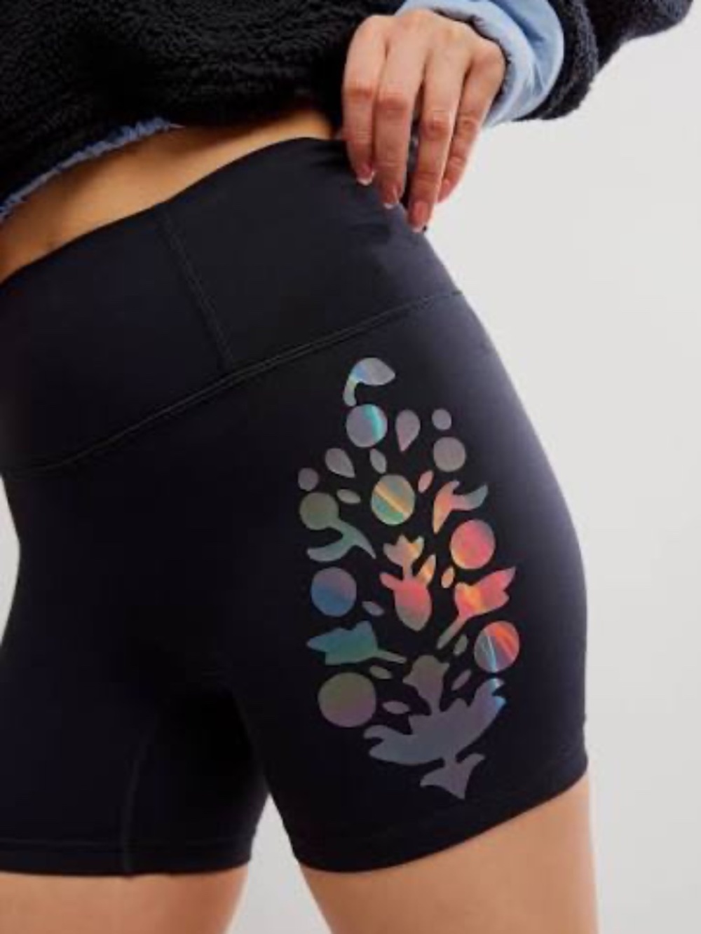 FP Movement by Free People Metallic Logo Never Better Bike Short | Black | Small